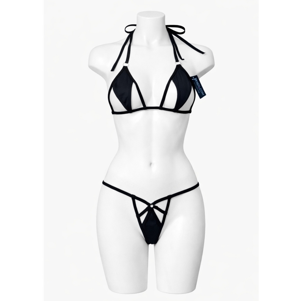 New! Yandy Black Strappy Bikini Set